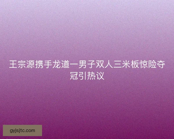 王宗源携手龙道一男子双人三米板惊险夺冠引热议